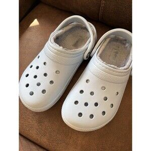 Crocs Powder Blue Classic Clog Authentic Shoe Women 8 Men 6 Fur Lined